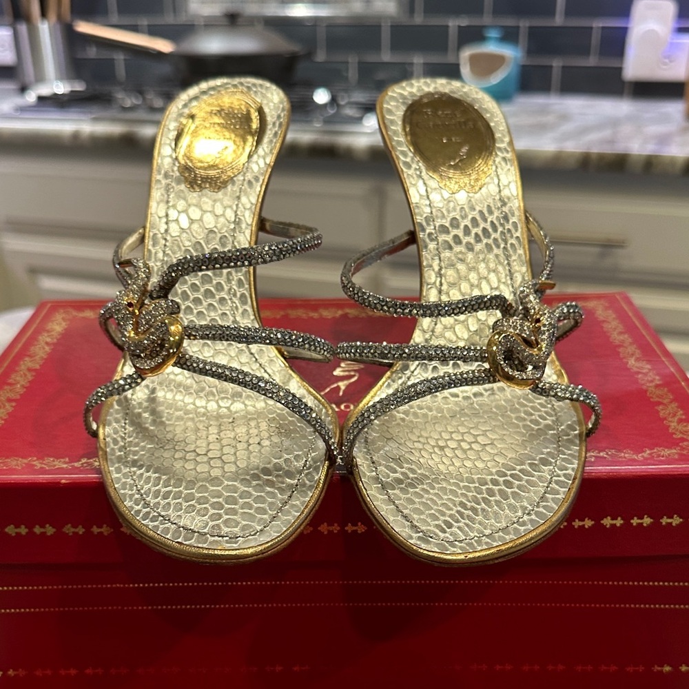 *SOLD* Y2K Rene Caovilla Crystal Snake Slide Sandals – Size 8 – Original Box - Picture 5 of 8